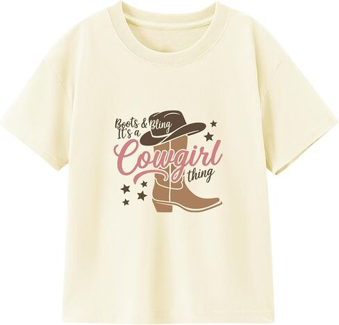 Toddler Cowgirl Shirt for Girls Western Shirts Cow Girl Clothes Horse Graphic Tee Short Sleeve Cotton Summer Outfit 2-8 Years in Saudi Arabia