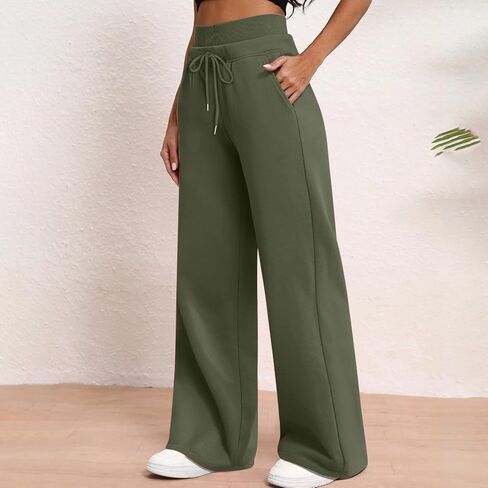 Lounge Pants Women Wide Leg Sweatpant for Womens Elastic Drawstring Casual Straight Leg Trousers with Pockets in Saudi Arabia