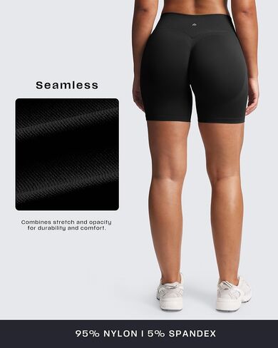 Aoxjox Women‘s Lexi Lined Seamless Workout Biker Shorts High Waisted Color Block Hidden Scrunch Athletic Yoga Short 5.5" in Saudi Arabia