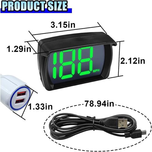 Car HUD GPS Digital Speedometer, MPH Speed Meter with LED Large Font Head Up Display, Universal USB Cable Plug & Play Speed Gauge for Car, Truck, SUV, Motorcycle (MPH) in Saudi Arabia