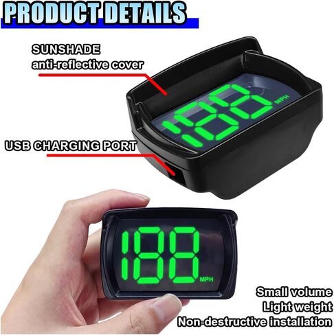 Car HUD GPS Digital Speedometer, MPH Speed Meter with LED Large Font Head Up Display, Universal USB Cable Plug & Play Speed Gauge for Car, Truck, SUV, Motorcycle (MPH) in Saudi Arabia
