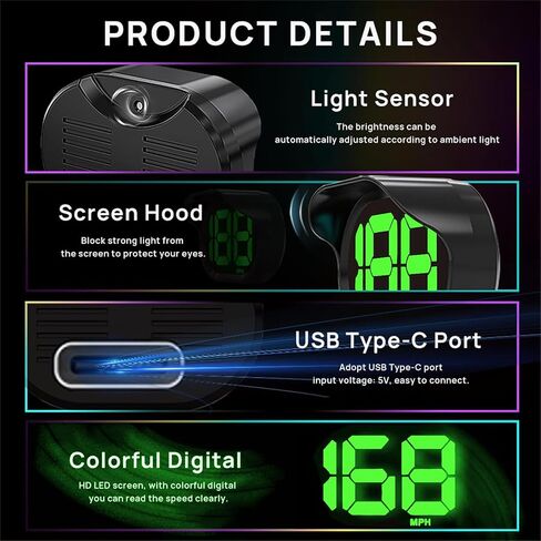 GPS Digital Speedometer for Car MPH, USB Connect Plug and Play for Car Truck Motor SUV All Vehicles, Automatic Brightness Adjustment,Large Font Display in Saudi Arabia