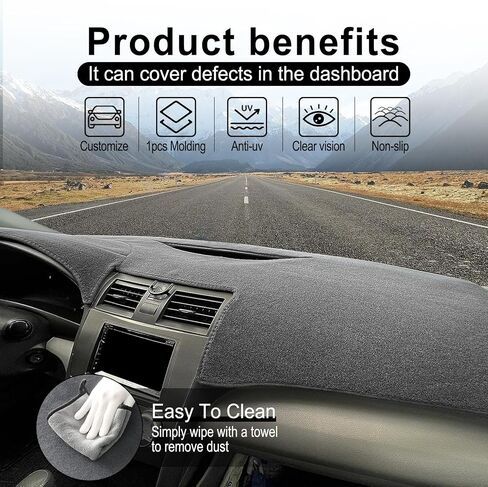 غطاء لوحة معلومات Livtee ، Dash Mat متوافق مع Toyota Camry 2007 2008 2008 2010 2011 ، يحمي لوحة القيادة من أضرار الشمس ، وملحقات السيارات (رمادي داكن) in Saudi Arabia