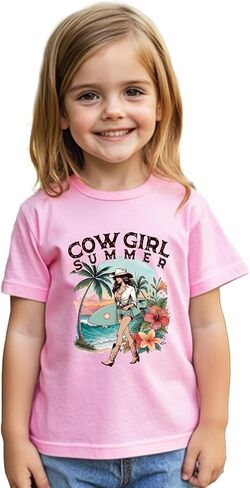 Toddler Cowgirl Shirt for Girls Western Shirts Cow Girl Clothes Horse Graphic Tee Short Sleeve Cotton Summer Outfit 2-8 Years in Saudi Arabia