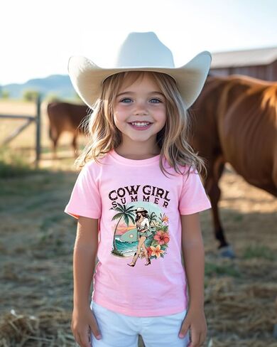 Toddler Cowgirl Shirt for Girls Western Shirts Cow Girl Clothes Horse Graphic Tee Short Sleeve Cotton Summer Outfit 2-8 Years in Saudi Arabia
