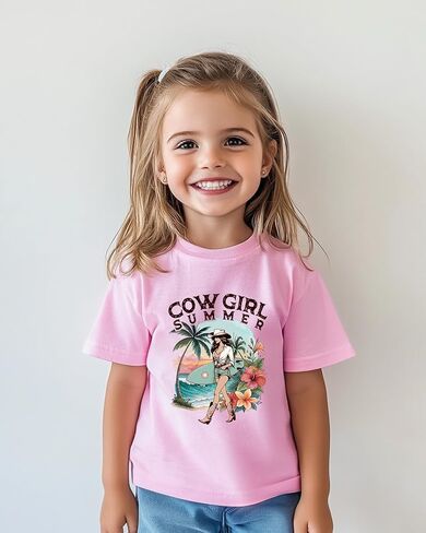 Toddler Cowgirl Shirt for Girls Western Shirts Cow Girl Clothes Horse Graphic Tee Short Sleeve Cotton Summer Outfit 2-8 Years in Saudi Arabia