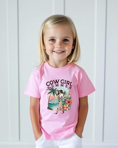Toddler Cowgirl Shirt for Girls Western Shirts Cow Girl Clothes Horse Graphic Tee Short Sleeve Cotton Summer Outfit 2-8 Years in Saudi Arabia