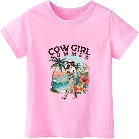 Toddler Cowgirl Shirt for Girls Western Shirts Cow Girl Clothes Horse Graphic Tee Short Sleeve Cotton Summer Outfit 2-8 Years in Saudi Arabia