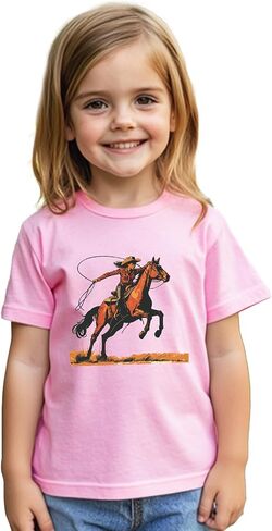 Toddler Cowgirl Shirt for Girls Western Shirts Cow Girl Clothes Horse Graphic Tee Short Sleeve Cotton Summer Outfit 2-8 Years in Saudi Arabia