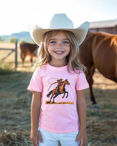 Toddler Cowgirl Shirt for Girls Western Shirts Cow Girl Clothes Horse Graphic Tee Short Sleeve Cotton Summer Outfit 2-8 Years in Saudi Arabia