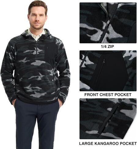 هوديز روان للرجال جولف ربع الرمز البريدي مقنعين ألوبر رياضي دافئ الصوف القطبي الأكمام الطويلة نصف سوينة سوينة للرجال للرجال in Kuwait