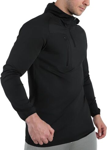 Mens Quarter Zip Running Hoodie Sweatshirts,Lightweight Workout Pullover Jacket with Pockets in Saudi Arabia