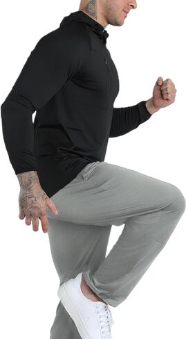 Mens Quarter Zip Running Hoodie Sweatshirts,Lightweight Workout Pullover Jacket with Pockets in Saudi Arabia