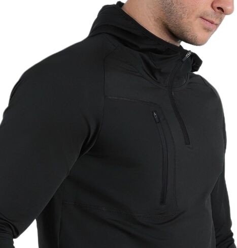Mens Quarter Zip Running Hoodie Sweatshirts,Lightweight Workout Pullover Jacket with Pockets in Saudi Arabia