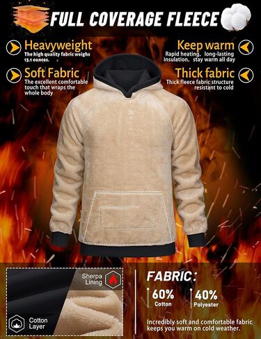 Tacvasen Men Sherpa المبطن هوديز pulver ثقيلة سميكة الصوف الشتاء دافئة للبلوزات الرياضية مع جيب الكنغر in Saudi Arabia