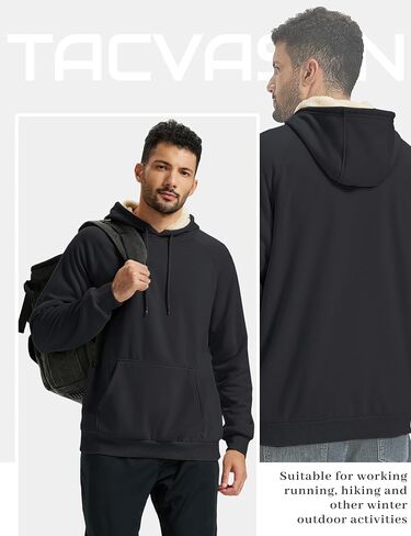 Tacvasen Men Sherpa المبطن هوديز pulver ثقيلة سميكة الصوف الشتاء دافئة للبلوزات الرياضية مع جيب الكنغر in Saudi Arabia