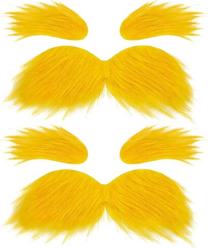 2 Sets Yellow Mustache and Eyebrows,Self Adhesive Cosplay Costume Accessories,Halloween Funny Fake Beard Eyebrows for Men Women Party Favors in Saudi Arabia