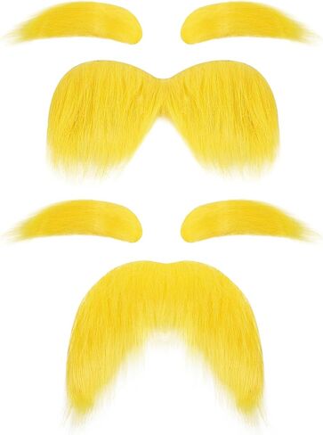2 PCS شارب أصفر والحواجب مضحك هالوين أزياء الملحقات الأصفر مزيف الشارب لحية والحواجب للبالغين النساء الرجال Cosplay حفلات in Saudi Arabia