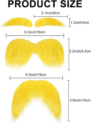 2 PCS شارب أصفر والحواجب مضحك هالوين أزياء الملحقات الأصفر مزيف الشارب لحية والحواجب للبالغين النساء الرجال Cosplay حفلات in Saudi Arabia