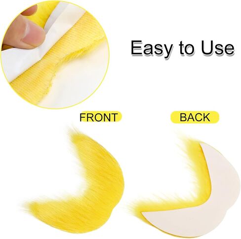 2 PCS شارب أصفر والحواجب مضحك هالوين أزياء الملحقات الأصفر مزيف الشارب لحية والحواجب للبالغين النساء الرجال Cosplay حفلات in Saudi Arabia