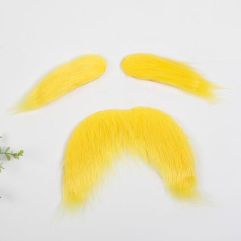 2 PCS شارب أصفر والحواجب مضحك هالوين أزياء الملحقات الأصفر مزيف الشارب لحية والحواجب للبالغين النساء الرجال Cosplay حفلات in Saudi Arabia