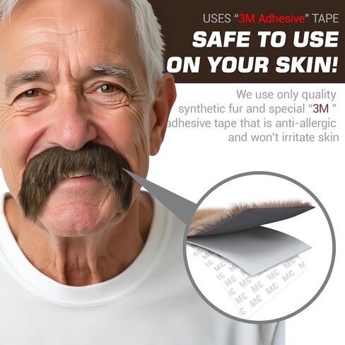 3 Pcs Halloween Costume Self-Adhesive Fake Beard and Mustache Set, Black, Theatrical Facial Hair in Saudi Arabia