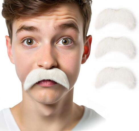 3 Pcs Halloween Costume Self-Adhesive Fake Beard and Mustache Set, Black, Theatrical Facial Hair in Saudi Arabia