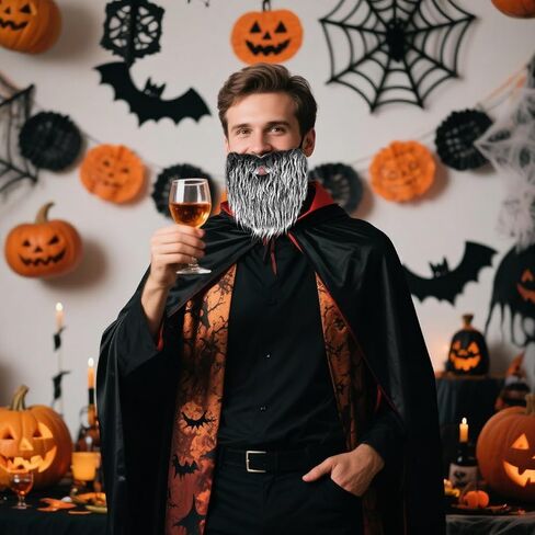 شارب اللحية المزيفة مع إكسسوارات أزياء الشعر المزيفة للفرقة المزيفة للبالغين للبالغين لوازم الحفلات الهالوين in Kuwait