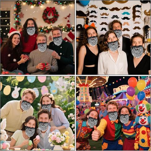 شارب اللحية المزيفة مع إكسسوارات أزياء الشعر المزيفة للفرقة المزيفة للبالغين للبالغين لوازم الحفلات الهالوين in Kuwait