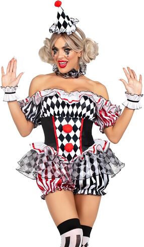 Leg Avenue Womens Darling Harlequin Sexy Clown Costume With Clown Hat Headband in Saudi Arabia