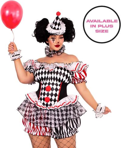 Leg Avenue Womens Darling Harlequin Sexy Clown Costume With Clown Hat Headband in Saudi Arabia
