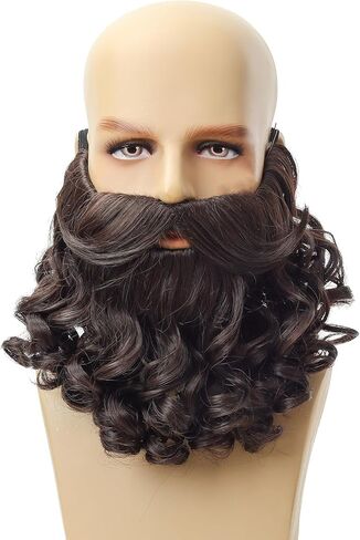 Men’s Dress Up Fun Facial Hair Fake Beard with Elastic Band - Costume Beard and Mustache for Halloween Cosplay Party (Ginger) in Saudi Arabia