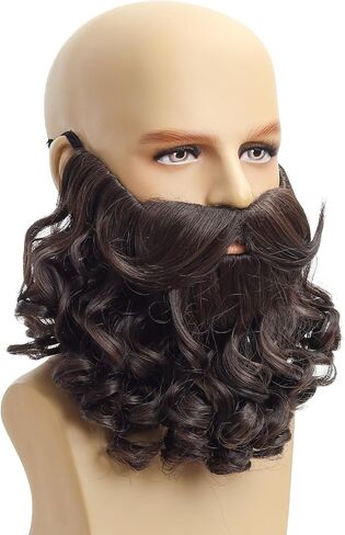 Men’s Dress Up Fun Facial Hair Fake Beard with Elastic Band - Costume Beard and Mustache for Halloween Cosplay Party (Ginger) in Saudi Arabia