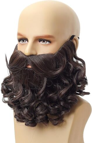 Men’s Dress Up Fun Facial Hair Fake Beard with Elastic Band - Costume Beard and Mustache for Halloween Cosplay Party (Ginger) in Saudi Arabia