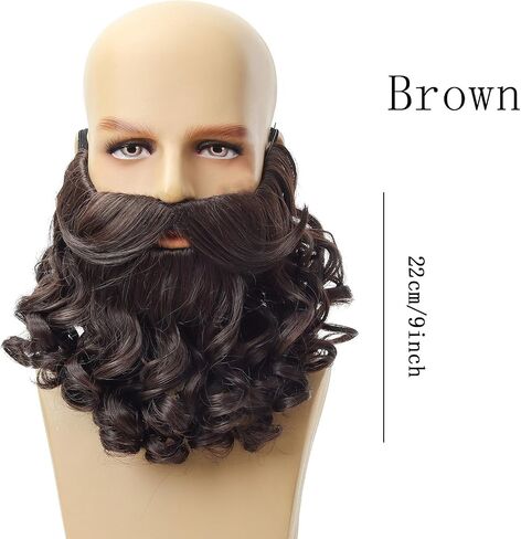 Men’s Dress Up Fun Facial Hair Fake Beard with Elastic Band - Costume Beard and Mustache for Halloween Cosplay Party (Ginger) in Saudi Arabia