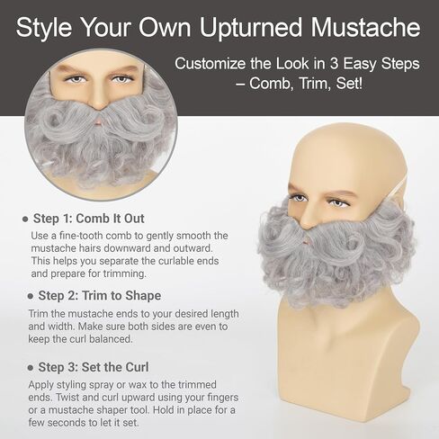 Yan Dream Short Curly Wizard Beard Men Full Fake Fame and Matach Cosplay Costume Hair Hair in Kuwait