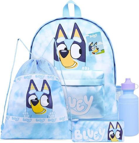 حقائب ظهر Bluey مجموعة 4 أجهزة كمبيوتر مع قلم رصاص زجاجة ماء حقيبة غداء حديثة أو رياضة صالة ألعاب رياضية هدايا للأطفال in Saudi Arabia