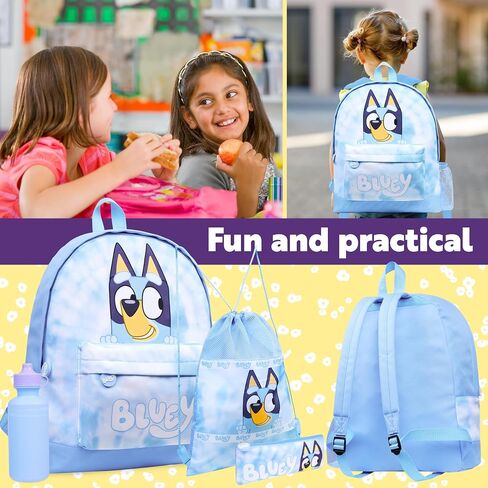 حقائب ظهر Bluey مجموعة 4 أجهزة كمبيوتر مع قلم رصاص زجاجة ماء حقيبة غداء حديثة أو رياضة صالة ألعاب رياضية هدايا للأطفال in Saudi Arabia
