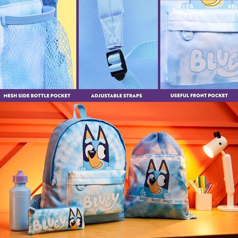 حقائب ظهر Bluey مجموعة 4 أجهزة كمبيوتر مع قلم رصاص زجاجة ماء حقيبة غداء حديثة أو رياضة صالة ألعاب رياضية هدايا للأطفال in Saudi Arabia
