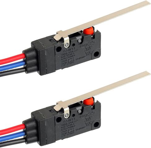 2Pcs Micro Limit Switch 6A 12V DC Micro Switch Normally Open Close Limit Switch with Roller Lever Arm, SPDT 3 Pin 5A 250VAC with Wire in Saudi Arabia