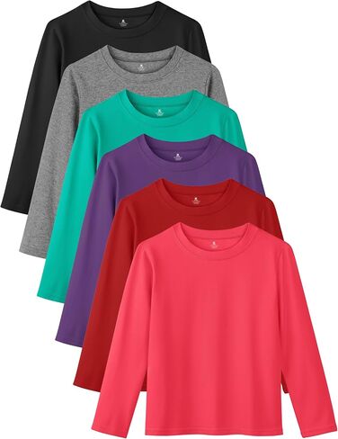 Resinta 6 Pack Cotton Girls Long Sleeve Shirts Toddlers Cotton Long Sleeve Tees Basic Crewneck Tops for Girls Daily Wear in Saudi Arabia