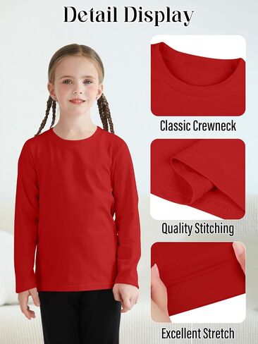 Resinta 6 Pack Cotton Girls Long Sleeve Shirts Toddlers Cotton Long Sleeve Tees Basic Crewneck Tops for Girls Daily Wear in Saudi Arabia