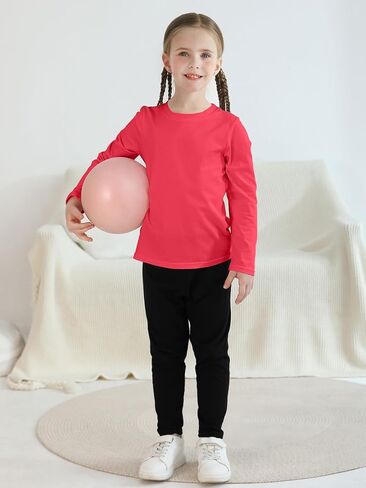 Resinta 6 Pack Cotton Girls Long Sleeve Shirts Toddlers Cotton Long Sleeve Tees Basic Crewneck Tops for Girls Daily Wear in Saudi Arabia