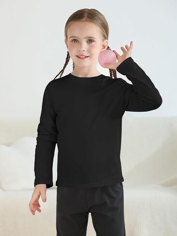 Resinta 6 Pack Cotton Girls Long Sleeve Shirts Toddlers Cotton Long Sleeve Tees Basic Crewneck Tops for Girls Daily Wear in Saudi Arabia