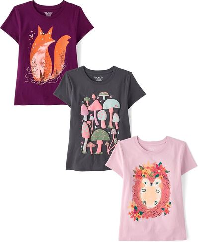 The Children's Place Girls' Animal Short Sleeve Graphic T-Shirts,multipacks in Saudi Arabia