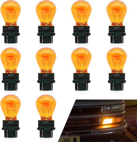 Downhill 10 PCS 3157 Bulb, 3157 Miniature Bulbs, 12v 21/5w Multi-function Brake Light/Turn Signal Lights/Taillight Bulbs, Plug and Play Lighting Replacement, for Most Cars (Amber) in Saudi Arabia