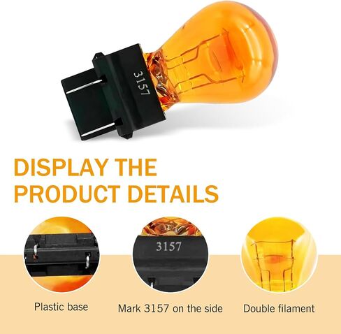 Downhill 10 PCS 3157 Bulb, 3157 Miniature Bulbs, 12v 21/5w Multi-function Brake Light/Turn Signal Lights/Taillight Bulbs, Plug and Play Lighting Replacement, for Most Cars (Amber) in Saudi Arabia