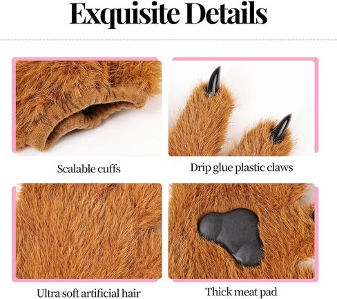 Tharaht Fursuit Paws Gloves الأصفاد القابلة للتعديل مناسبة لملابس حفل الأدوار in Kuwait
