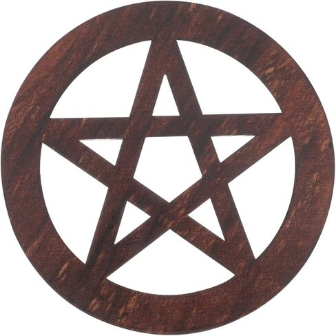 VOSAREA Pentagram Wooden Mat Pentagram Wall Signs Wood Pentacle Ornament Pentagram Adornment Ritual Accessories Ceremony Decor Home Decor Wooden Pentacle Altar Tile Yoga Wooden Decoration in Saudi Arabia