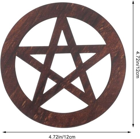VOSAREA Pentagram Wooden Mat Pentagram Wall Signs Wood Pentacle Ornament Pentagram Adornment Ritual Accessories Ceremony Decor Home Decor Wooden Pentacle Altar Tile Yoga Wooden Decoration in Saudi Arabia